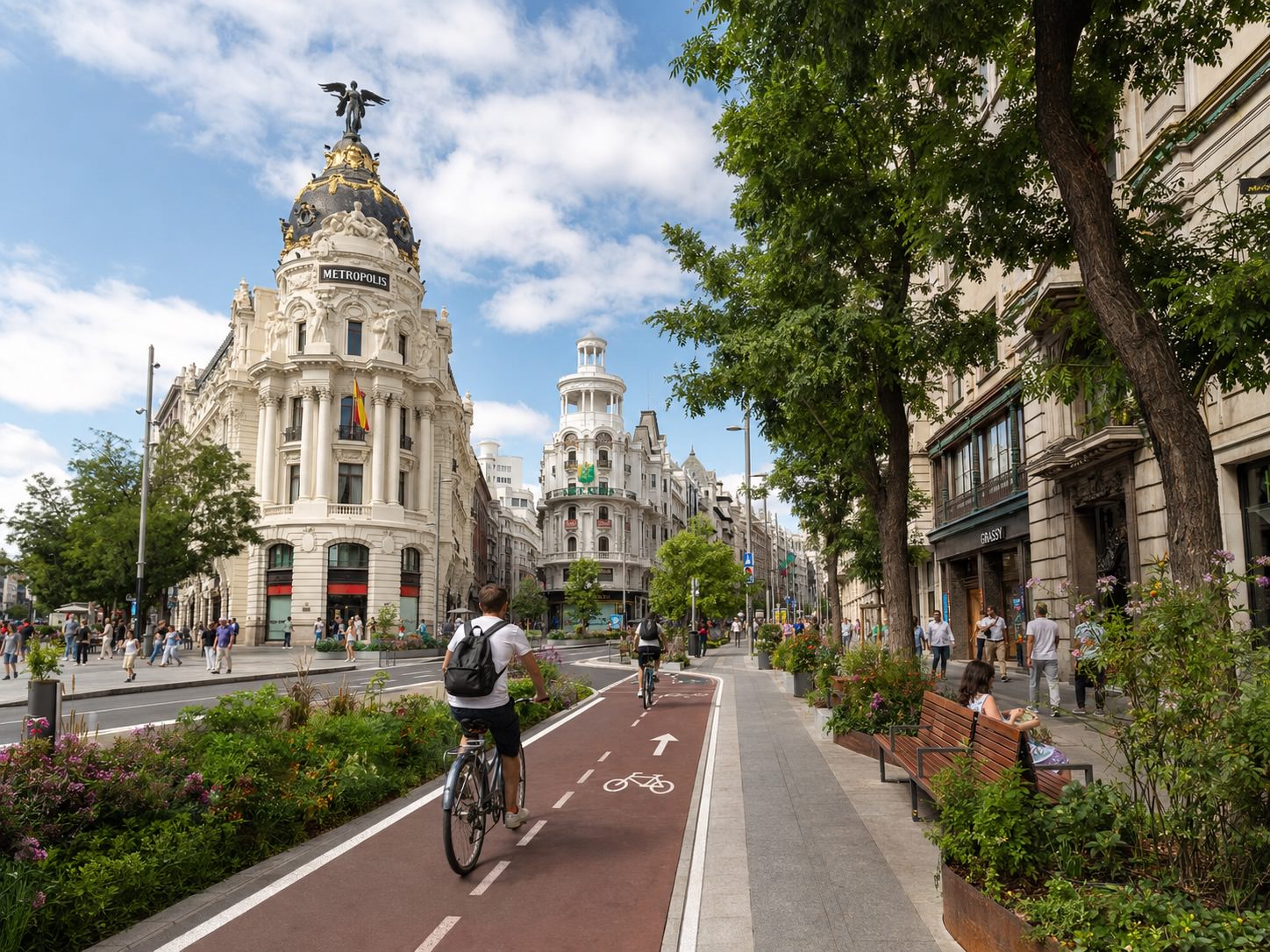 Imagen generada: Madrid con el verde y los carriles bici de Ámsterdam